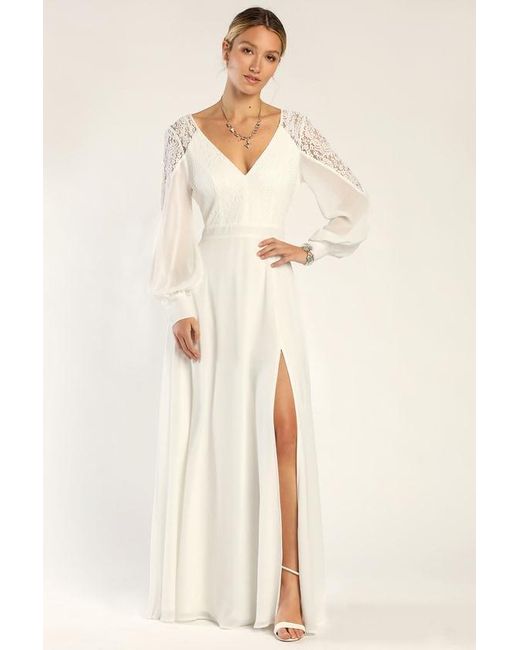 Lulus Natural Astra Lace Long Sleeve Backless Maxi Dress