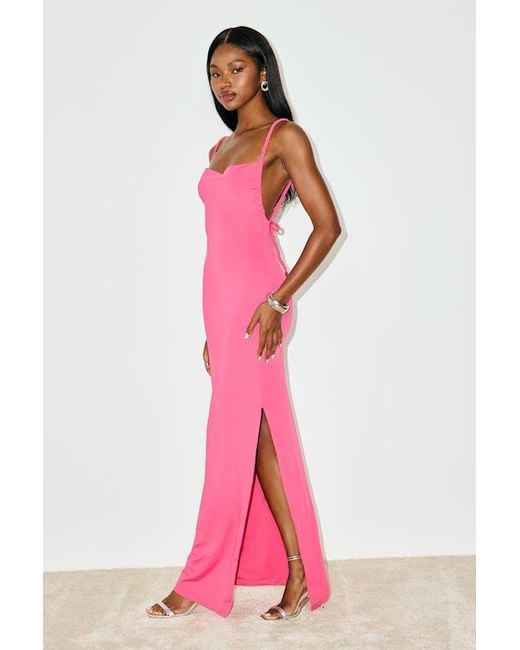 Lulus Red Dynasty Slinky Knit Backless Maxi Dress