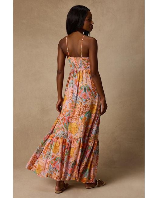 Lulus Orange Grace Bay Blush Multi Boho Print Halter Maxi Dress