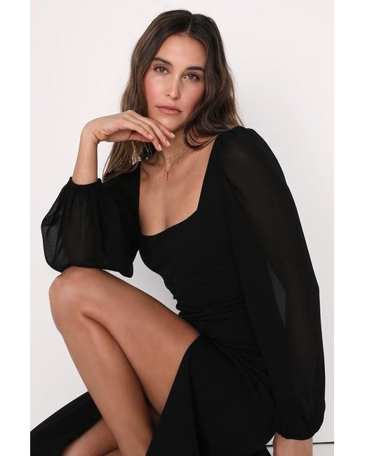 Lulus Black Absolutely Adored Long Sleeve Mermaid Maxi Dress