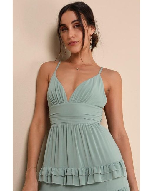 Lulus Green Lavish Perfection Ruffled Tiered Maxi Dress