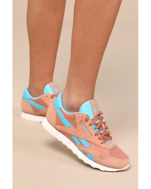 Reebok Pink Classic Nylon Clay And Suede Leather Sneakers