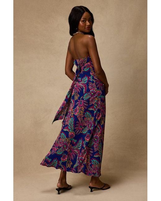 Lulus Purple Sofia Multi Boho Print Strapless Maxi Dress