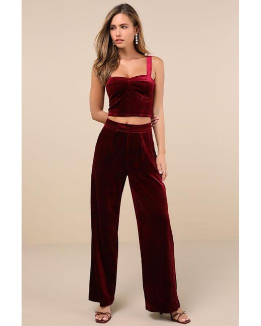 Blank NYC Red Sneak Peak Velvet Bustier Crop Top