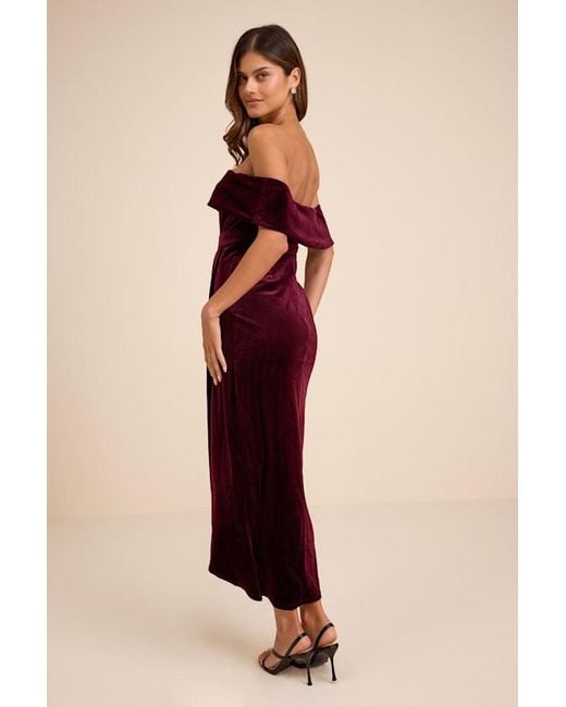 Lulus Red I'M Enchanted Velvet Off-The-Shoulder Maxi Dress