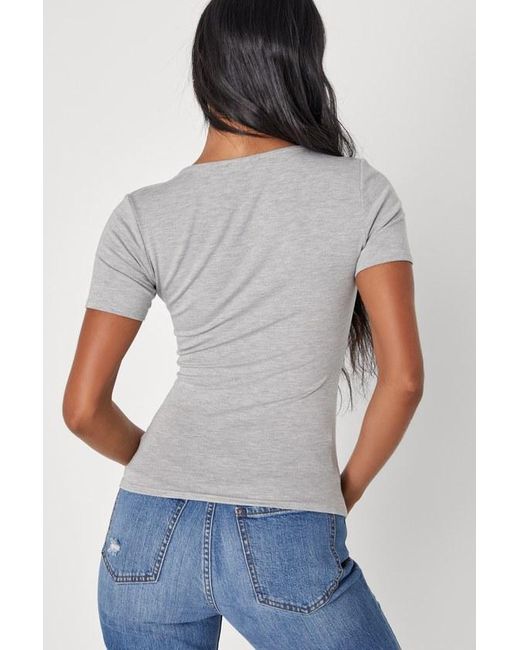 Lulus Gray Basically Effortless Short Sleeve Scoop Neck Top