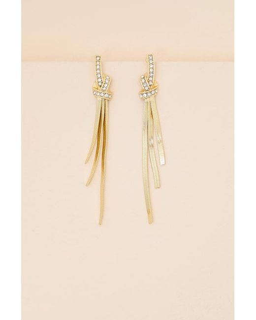 Lulus Brown Jayne Rhinestone Fringe Drop Earrings