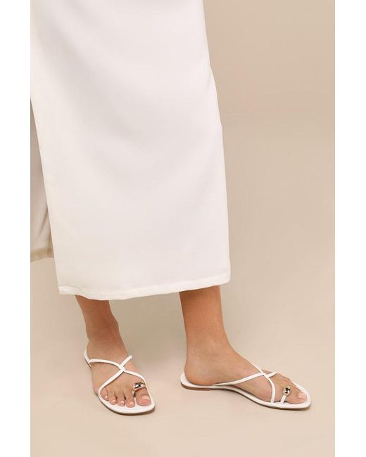 Lulus Natural Marilotte Strappy Flat Slide Sandals