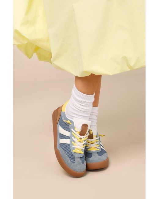 Steve Madden Blue Verdict Multi Suede Leather Lace-Up Sneakers