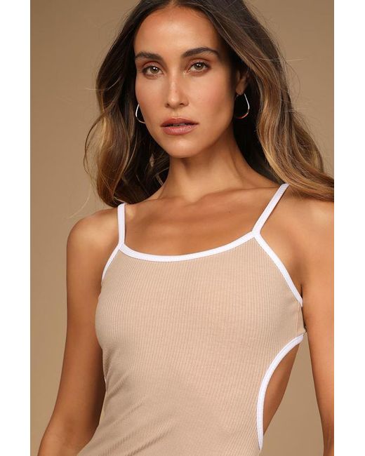 Lulus Natural Something About Her Color Block Ribbed Backless Midi Dress