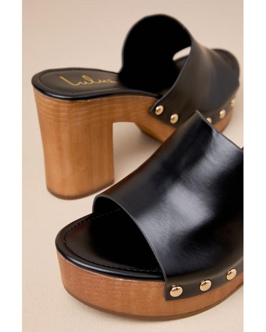 Lulus Black Jaylani Platform Mule Sandals
