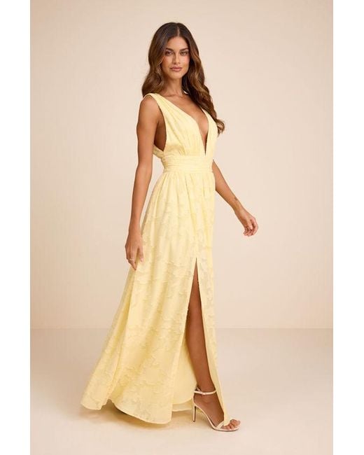 Lulus Yellow Sweet Sophistication Burnout Floral Maxi Dress