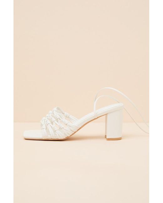 Lulus Natural Eda Knotted Lace-Up High Heel Sandals
