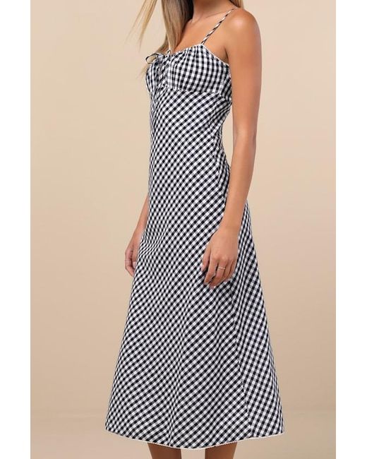 Nia Black Kris Gingham Sleeveless Midi Dress