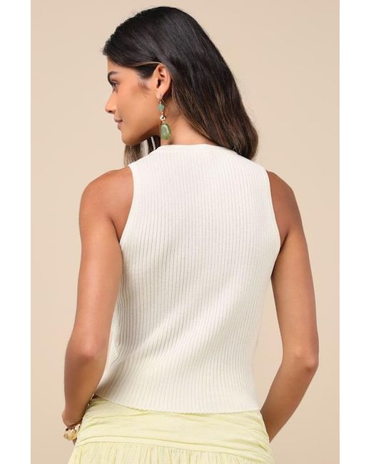 Lulus Natural Conceptually Chic Ribbed Knit Button-Front Tank Top