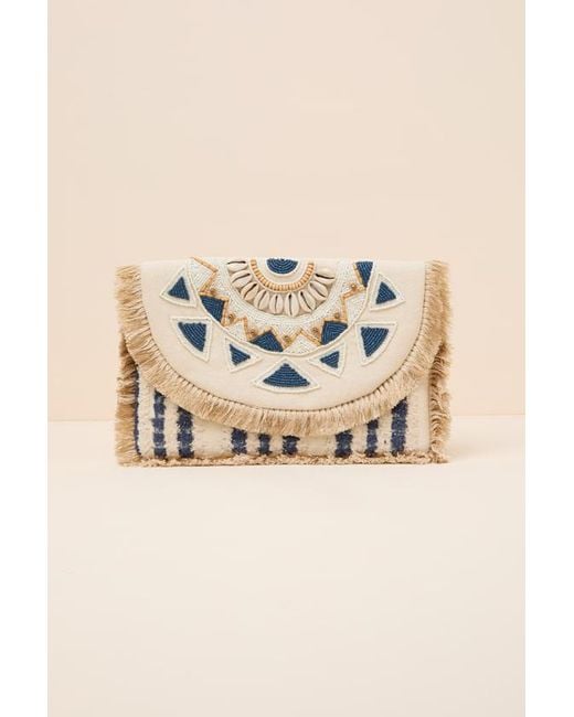 Lulus Brown Taiya Boho Beaded Fringe Clutch