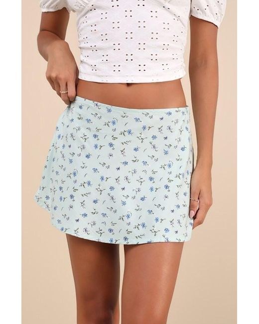 Motel Blue Mckenna Floral Low-Rise Micro Mini Skirt