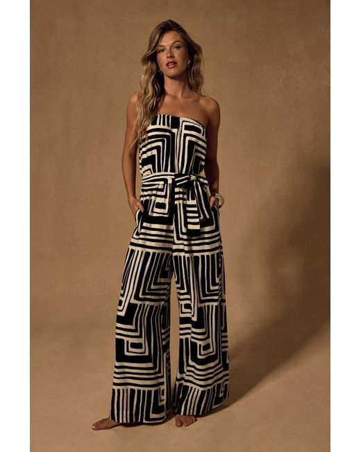 Lulus Brown Lanora Abstract Print Wide-Leg Jumpsuit
