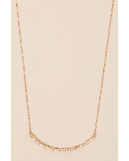 Lulus Natural Brady Rhinestone Bar Necklace