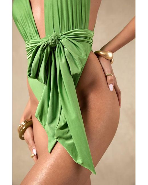 Dippin' Daisy's Green Peros Bright Plunging One-Piece Swimsuit