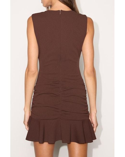 Lulus Brown Annamarie Ruched Drop Waist Mini Dress