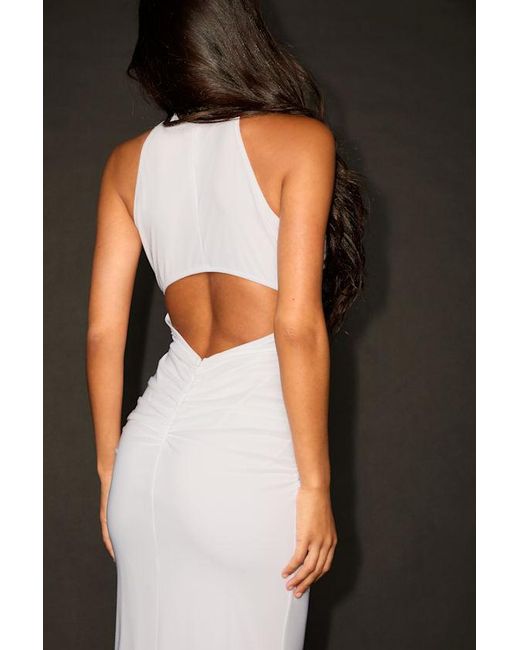 Lulus Black Audra Mesh Mock Neck Bodycon Midi Dress