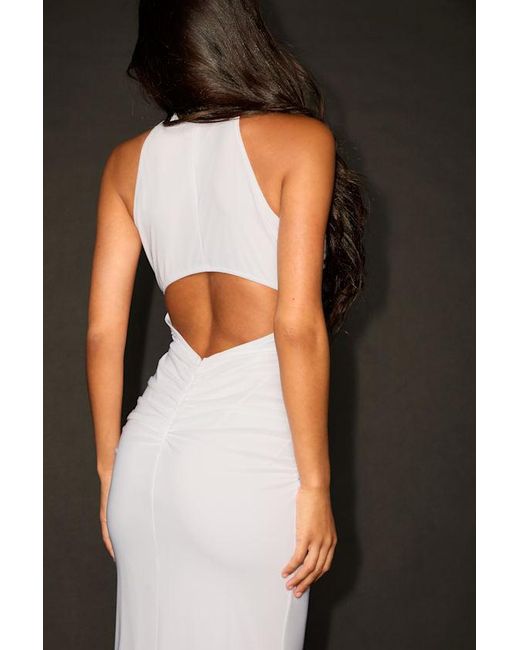 Lulus Black Audra Mesh Mock Neck Bodycon Midi Dress