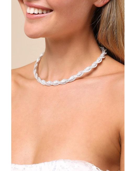 Lulus Natural Simply Pristine Rhinestone Choker Necklace