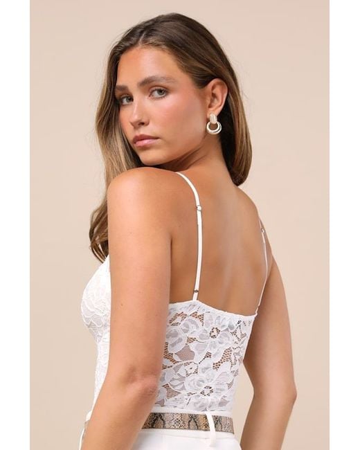 Lulus Natural Midnight Romance Lace Bodysuit