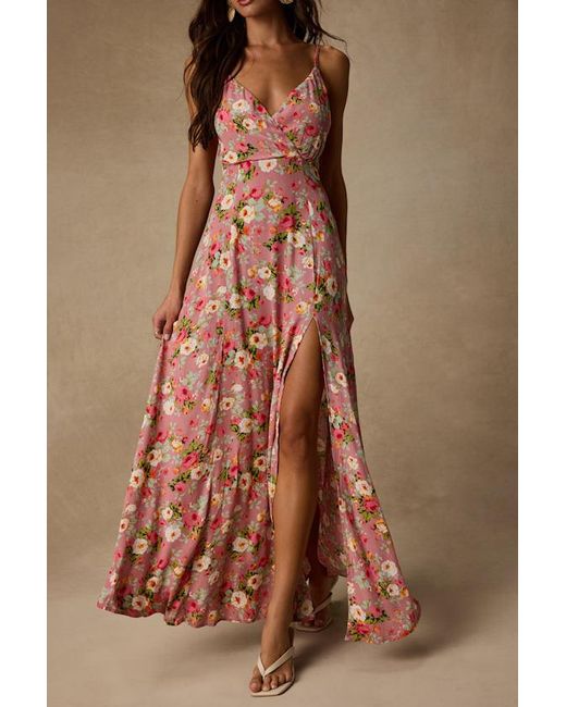Lulus Brown Everlasting Bliss Blush Floral Print Maxi Dress