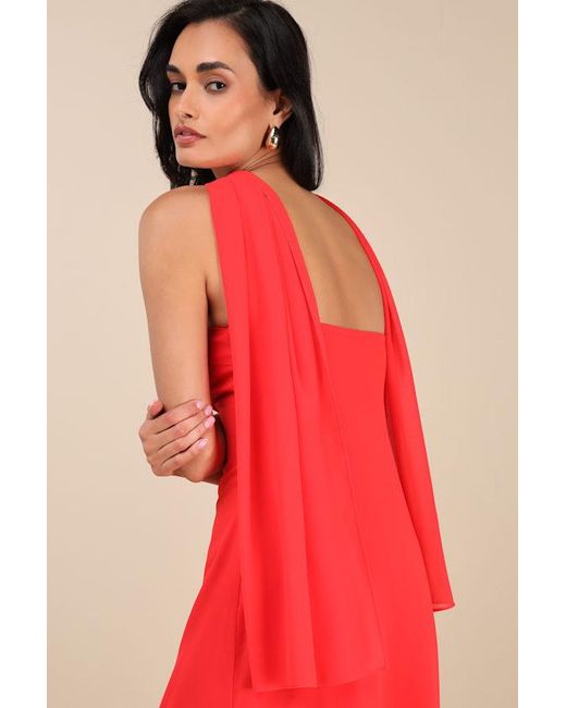 Lulus Red Rawya Strapless Maxi Dress And Scarf Set