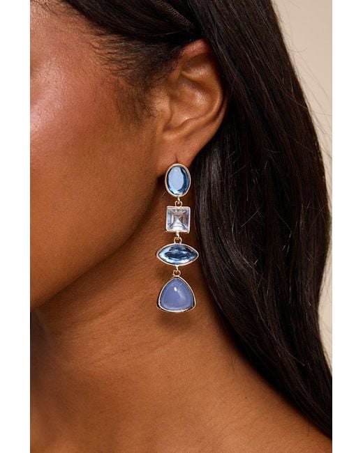 Lulus Brown Blair Rhinestone Drop Earrings