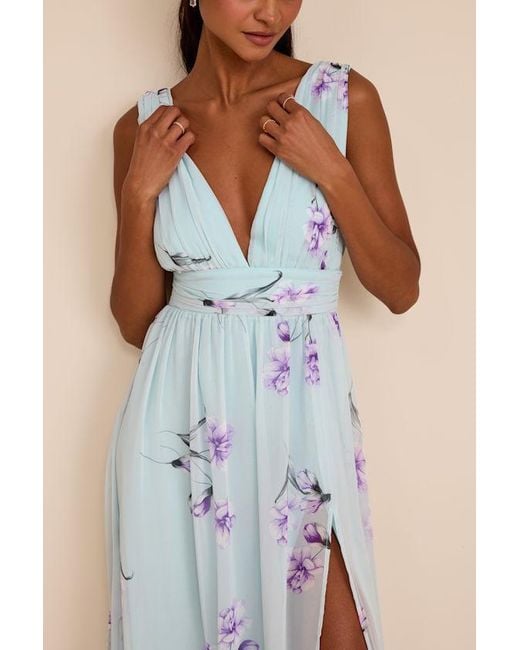 Lulus Blue Garden Meandering Floral Print Maxi Dress