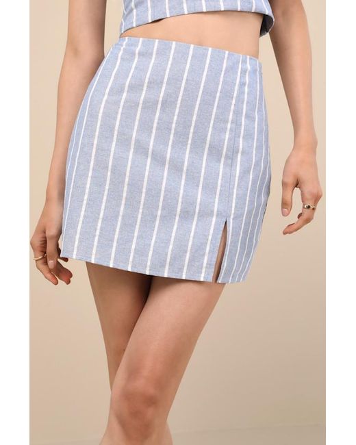 Lulus Blue Solana Striped High-Rise Mini Skirt