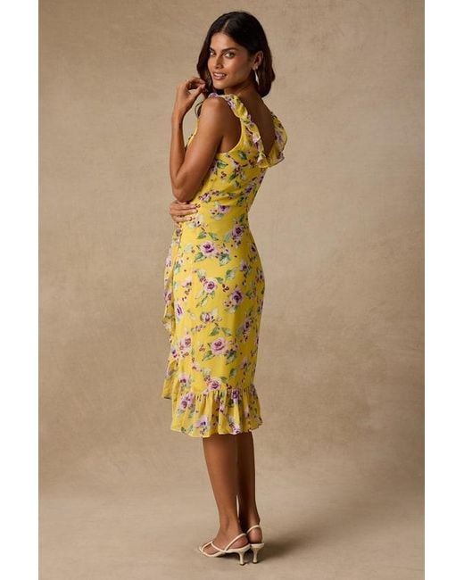 Lulus Natural Rio Multi Floral Ruffled Midi Dress