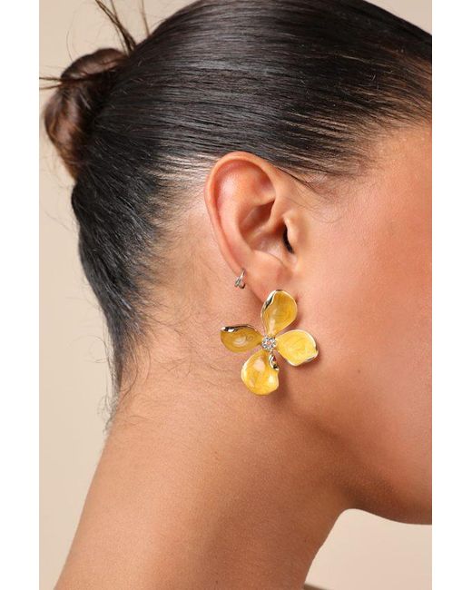 Lulus Black Jelsie Flower Statement Earrings