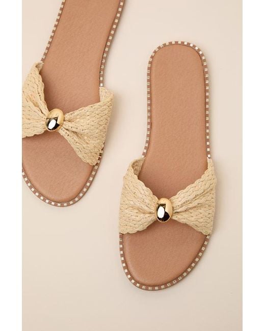 Lulus Natural Robby Raffia Slide Sandals
