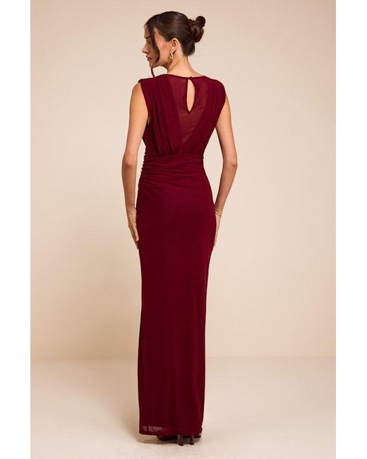 Lulus Red Beatrix Berry Plunge Maxi Dress