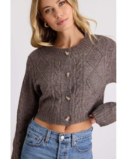 Lulus Blue Kaia Marled Cable Knit Cropped Cardigan