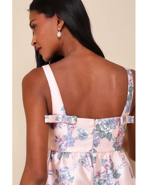 Lulus Unbelievably Lovely Floral Babydoll Empire Waist Mini Dress in Pink |  Lyst