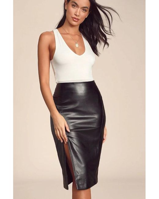 Lulus Brown Mireya Vegan Leather Pencil Skirt