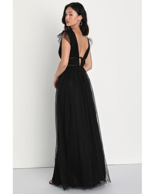 Lulus Black I'M All Yours Tulle Ruffled Maxi Dress