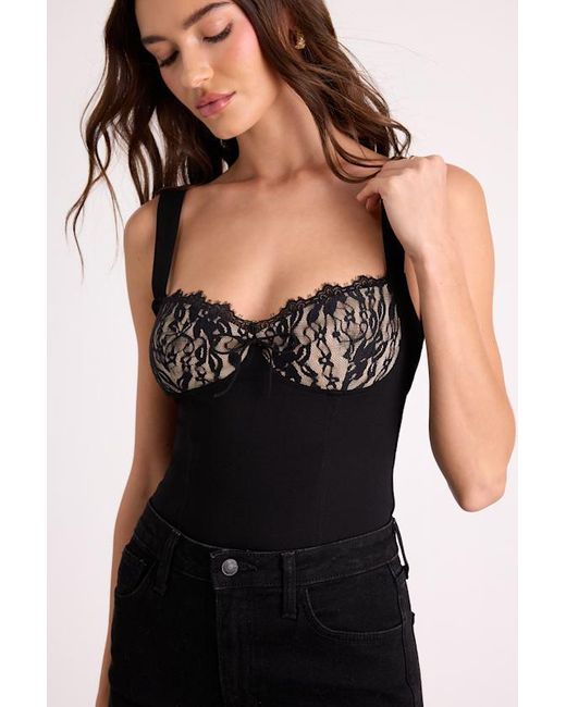 Lulus Black Letty Lace Bustier Tank Top