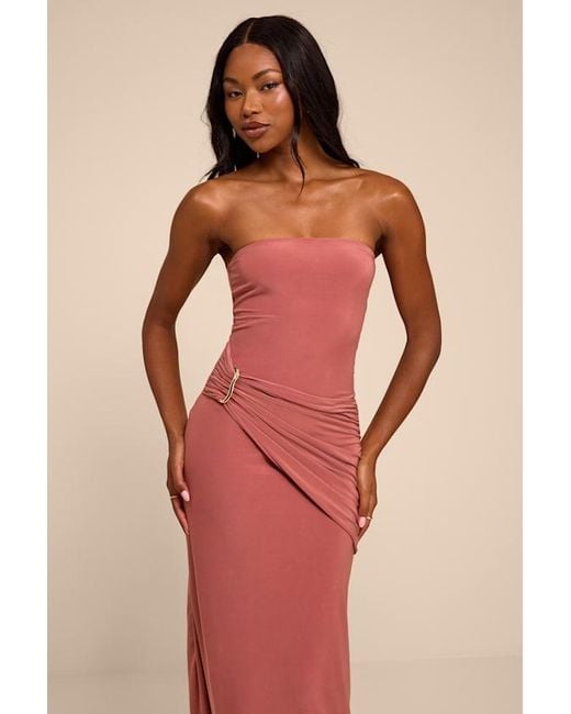 Lulus Red Shiloh Rose Jersey Knit Column Maxi Dress