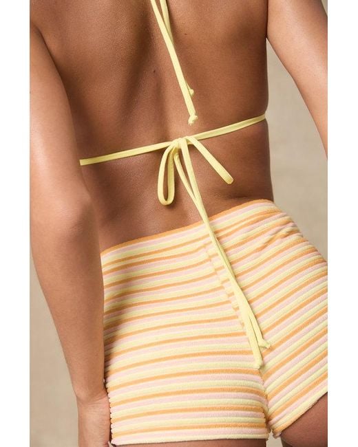 Dippin' Daisy's Brown Palm Striped Terry Knit Triangle Bikini Top