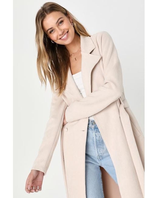 Lulus Blue Chic Calling Suede Trench Coat