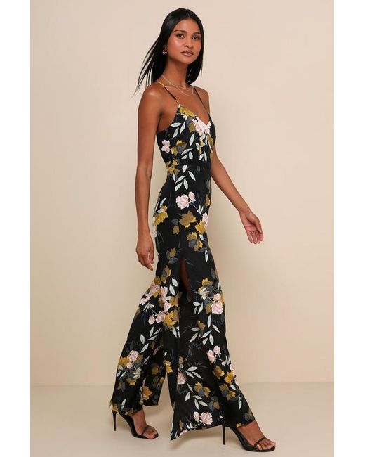 Lulus Natural Beautiful Blooms Floral Print Wide-Leg Jumpsuit