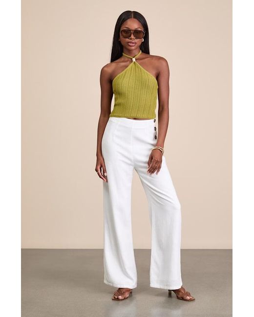 Lulus Green Serena Sweater Knit Halter Top