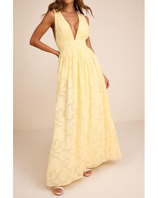 Lulus Yellow Sweet Sophistication Burnout Floral Maxi Dress