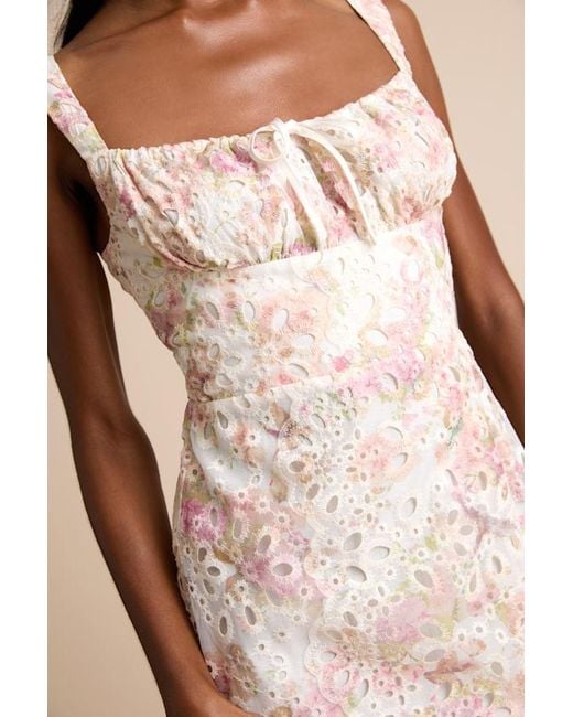 Lulus Natural Andrea Floral Embroidered Column Midi Dress